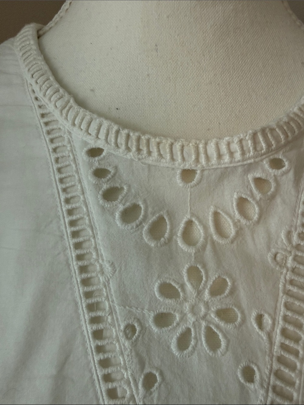 AllSaints Organic Cotton Eyelet Embroidered White Lined Dress US 8 NWOT - Picture 4 of 11